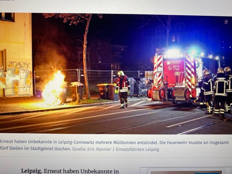 Mülltonnen in Connewitz angezündet