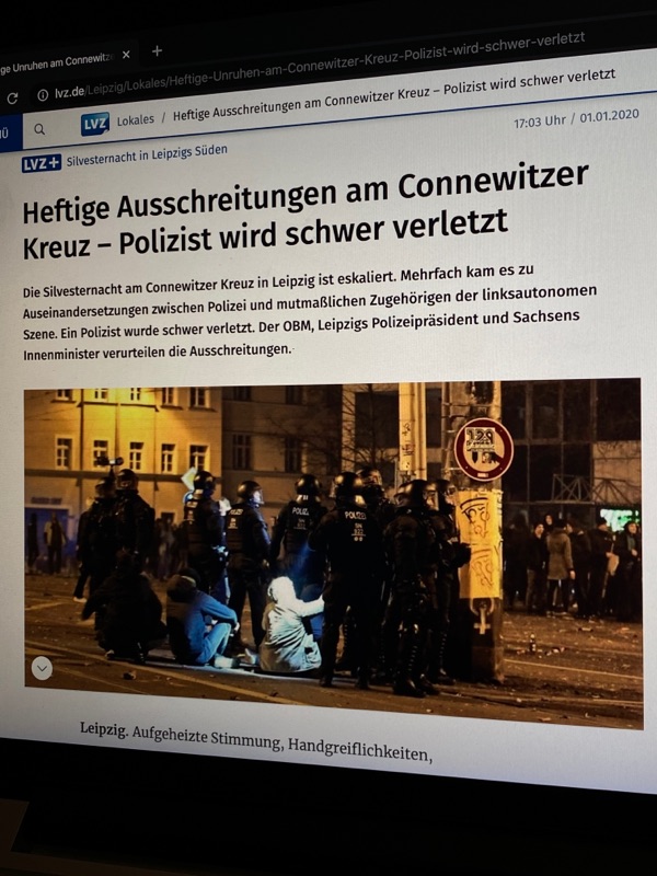 Heftige Ausschreitungen am Connewitzer Kreuz