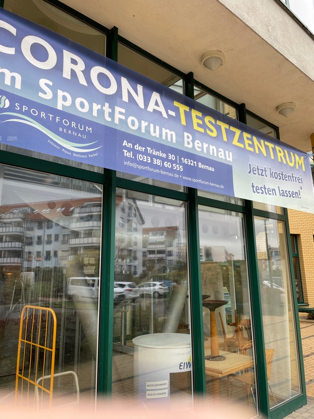 Corona-Teststation im Sportforum Bernau