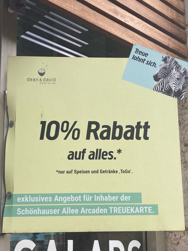 Rabattaktion Schönhauser Allee Arcaden Treuekarte